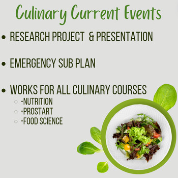 Preview of Culinary Current Events Project (Sub Plan- digital resource)