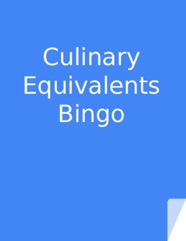 Preview of Culinary Equivalents Bingo