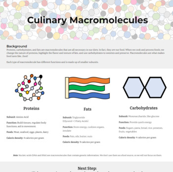Preview of Culinary Macromolecules