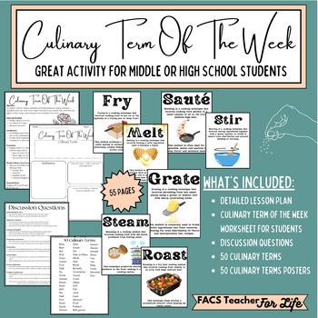 Preview of Culinary Term Of The Week Activity: FACS, FCS, Middle or High School, NO PREP