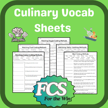 Preview of Culinary Vocabulary Worksheets - Food & Nutrition, FACS