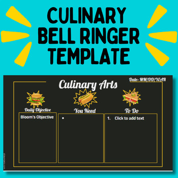 Preview of Culinary Warm Up/Bell Ringer Slide Template | FCS, FACS, CTE