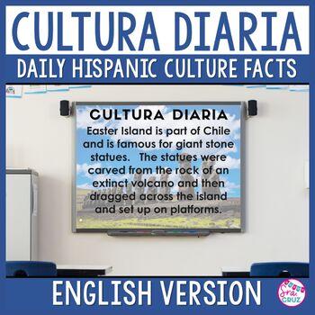 Preview of Spanish Bell Ringers Warm Ups 175 Hispanic Culture Facts Cultura Diaria ENGLISH