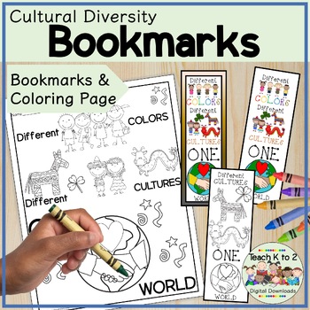 Preview of Cultural Diversity Bookmarks & Coloring Page/Embrace & Celebrate Differences