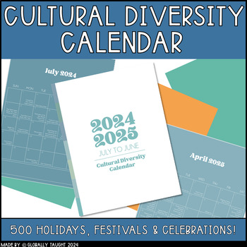 Preview of Cultural Diversity June Calendar 2023 - 2024 Holiday Calendar with 500 Holidays