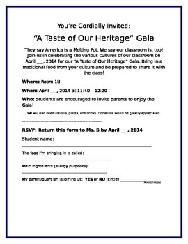 Preview of Cultural Food Gala Invitation