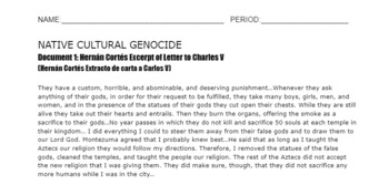 Preview of Cultural Genocide DBQ-Essay