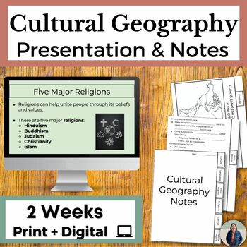 Preview of Cultural Geography Presentation with Guided Notes and Map Activities