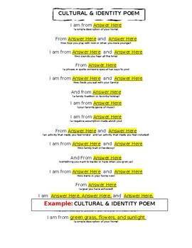 Preview of Cultural & Identity Poem