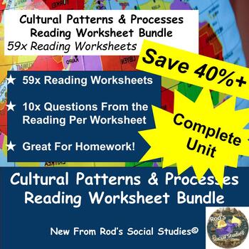 Preview of Cultural Patterns & Processes Unit Reading Worksheet Bundle **Editable**