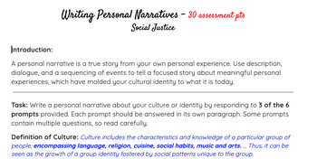 Preview of Cultural/Personal Narrative Essay