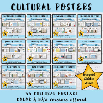 Preview of Cultural Posters - Activities for each month Bundle