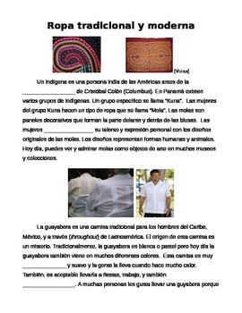 Preview of Cultural Reading: Ropa tradicional y moderna
