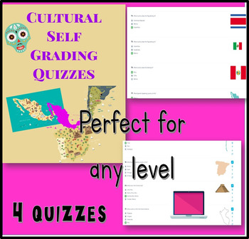 Preview of Cultural Self Grading Quizzes for the Spanish Classroom Ideal