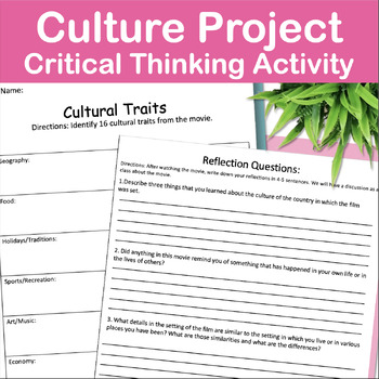 Preview of Culture Project - Critical Thinking Activity - No Prep