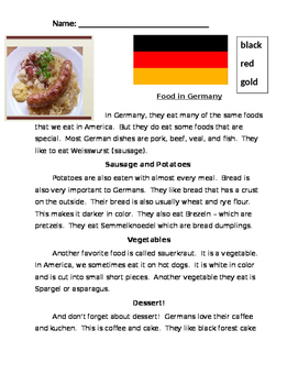 Preview of Culture Project: Food in Germany