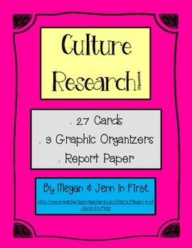 Preview of Culture Research Pack: Question Cards, Graphic Organizers, Report Paper