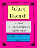 Culture Research Pack: Question Cards, Graphic Organizers,