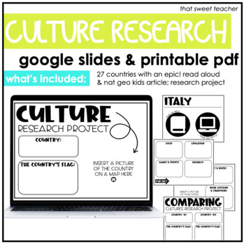 Preview of Culture Research Project | Google Slides & Printable PDF