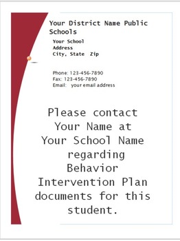 Preview of Cum Folder Note Customizable End of Year PBIS Behavior SIT General Education