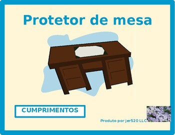 Preview of Cumprimentos (Greetings in Portuguese) Basic Conversation Desk Mat