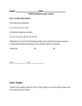 Preview of Cumulative Math Exam Montessori, Upper Elementary