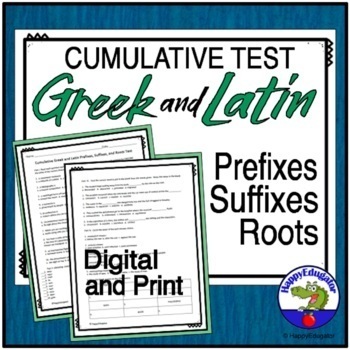 Preview of Cumulative Test of Greek and Latin Roots or Stems Digital and Print with Easel