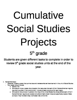 Preview of Cumulative social studies project 5th grade