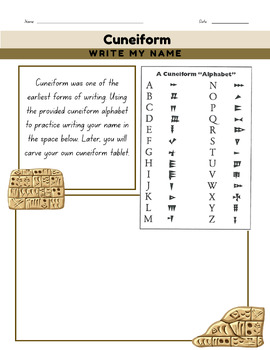 Preview of Cuneiform Writing- Write Your Name