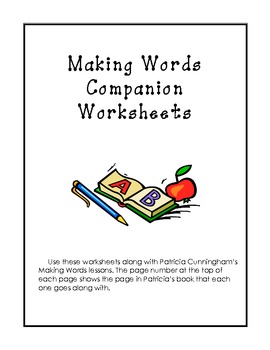 Preview of Cunningham's Making Words - Companion Worksheets - 41 pages with cutout letters