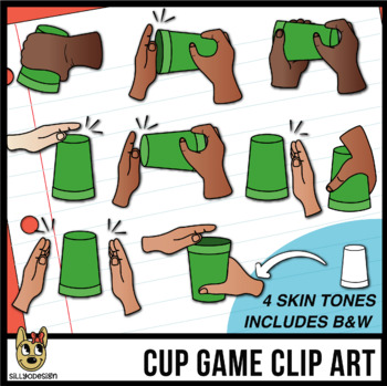 Preview of Cup Game Clip Art - Diverse Skin Tones - Green Cups