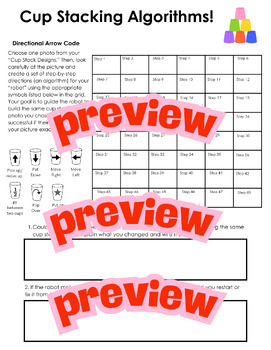 Preview of Cup Stacking Algorithms | Paperless Coding | Algorithms & Debugging | STEM