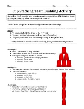 Cup Stacking Challenge Worksheets