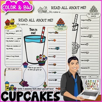 Preview of Cupcake All About Me Worksheet {Dollar Deals Paper/Poster/Printable/Page}