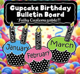 Cupcake Birthday Bulletin Board (Fully Customizable & Font