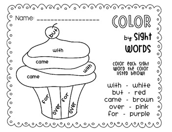 Cupcake Color-By-Sight Word [FREEBIE!] by Morgan Ramsay | TpT