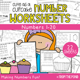 Valentine's Day Math Number Worksheets - Cute as a Cupcake