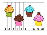 Cupcake Number Sequence Puzzle preschool learning.  Child 