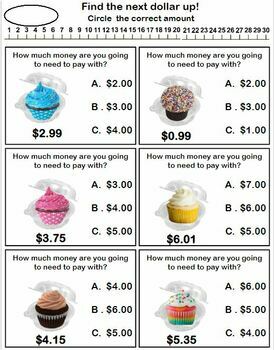 Preview of Cupcake Prices - Next Dollar Up - $1-$25 - Special Education - Life Skills