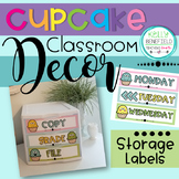 Cupcake Themed 3 Drawer Storage Bin Labels