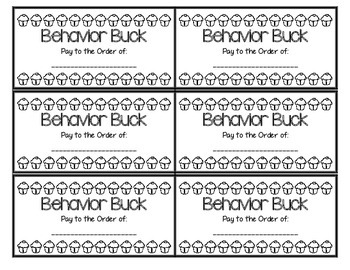 Behavior Bucks Reward Chart