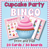 Cupcake Themed Party BINGO & Memory Matching Card Game Activity