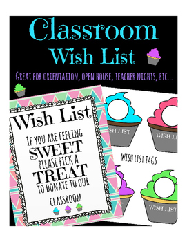 Meet the teacher Wishlist Donation Cupcakes in Spanish & English