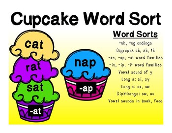 Cupcake Word Sorting Activity by Mr L's Classroom | TpT