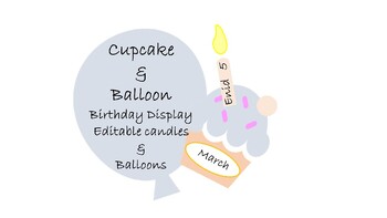 Preview of Cupcake and Balloons Birthday Display