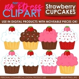 Cupcakes Strawberries with Sprinkles Clip Art (Digital Use Ok!)