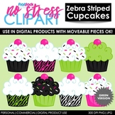 Cupcakes Clip Art Green Zebra Set (Digital Use Ok!)
