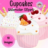 Watercolor Cupcakes Clip Art