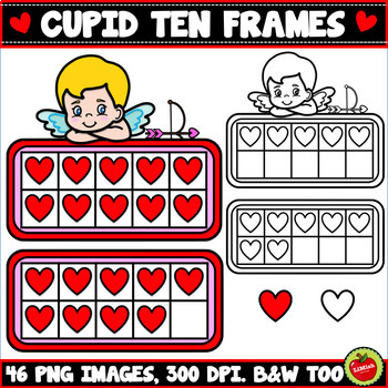 Preview of Cupid Ten Frames Clipart