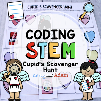 Preview of Cupid's Scavenger Hunt Valentine's Day Coding STEM Activity